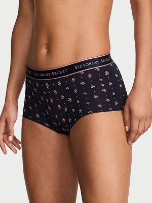 Cotton Majtki bawełniane szorty z logo w talii Boyshort Victoria's Secret