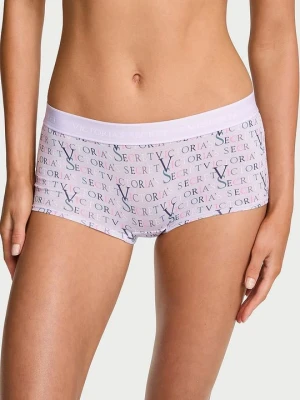 Cotton Majtki bawełniane szorty z logo w talii Boyshort Victoria's Secret