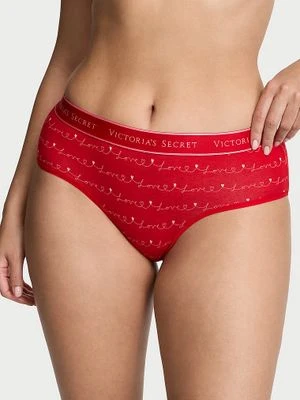 Cotton Majtki bawełniane z logo w talii Hiphugger Victoria's Secret