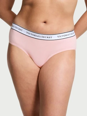 Cotton Majtki bawełniane z logo w talii Hiphugger Victoria's Secret