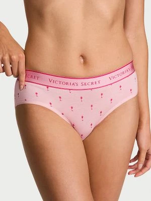 Cotton Majtki bawełniane z logo w talii Hiphugger Victoria's Secret