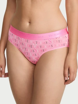 Cotton Majtki bawełniane z logo w talii Hiphugger Victoria's Secret