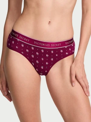 Cotton Majtki bawełniane z logo w talii Hiphugger Victoria's Secret
