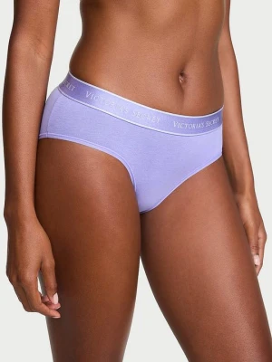 Cotton Majtki bawełniane z logo w talii Hiphugger Victoria's Secret Niebieski