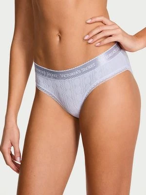 Cotton Majtki bawełniane z serduszkami i logo Heart Pointelle Hiphugger Victoria's Secret