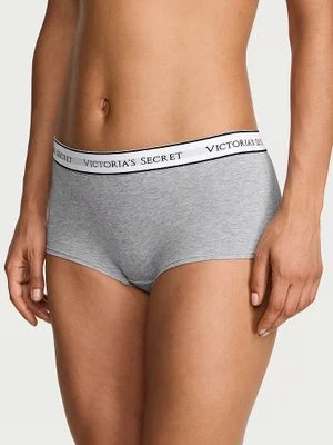 Cotton Majtki szorty bawełniane z logo w talii Boyshort Victoria's Secret