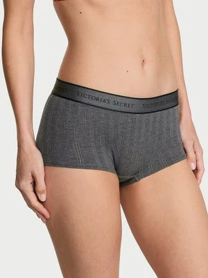 Cotton Majtki szorty z modalu Ultra-Fine Logo Boyshort Victoria's Secret Szary