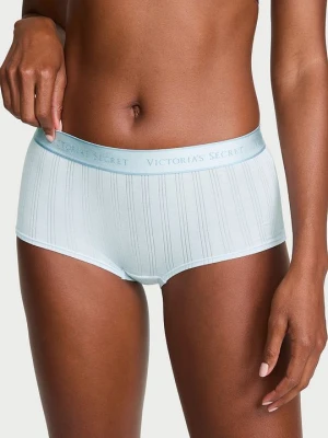 Cotton Majtki szorty z modalu Ultra-Fine Logo Boyshort Victoria's Secret Niebieski