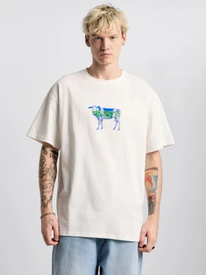 Cows t-shirt oversize bawełniany męski biały PROSTO.
