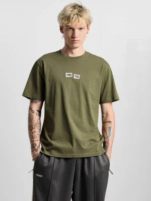Crack Box Logo t-shirt regular bawełniany męski oliwkowy Klasyk