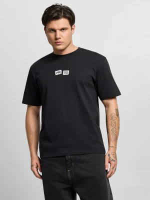 Crack Box Logo t-shirt regular męski bawełniany czarny PROSTO.