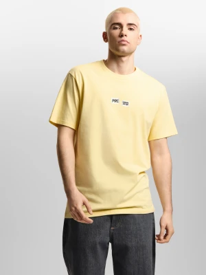 Crack Box Logo t-shirt regular męski bawełniany żółty Klasyk
