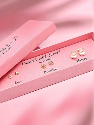 Created with Love 3-częściowy zestaw kolczyków-wkrętek "Angelic" z cyrkoniami rozmiar: onesize