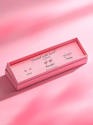 Created with Love 3-częściowy zestaw kolczyków-wkrętek "Beauty" z cyrkoniami rozmiar: onesize