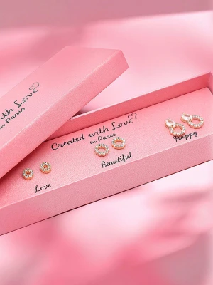 Created with Love 3-częściowy zestaw kolczyków-wkrętek "Believe" z cyrkoniami rozmiar: onesize