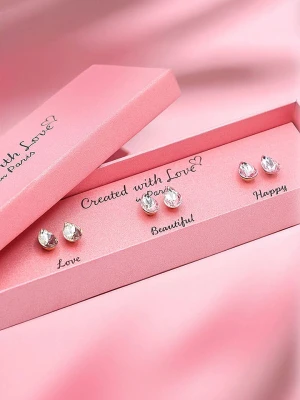 Created with Love 3-częściowy zestaw kolczyków-wkrętek "Bloom" z cyrkoniami rozmiar: onesize