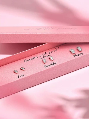 Created with Love 3-częściowy zestaw kolczyków-wkrętek "Breeze" z cyrkoniami rozmiar: onesize