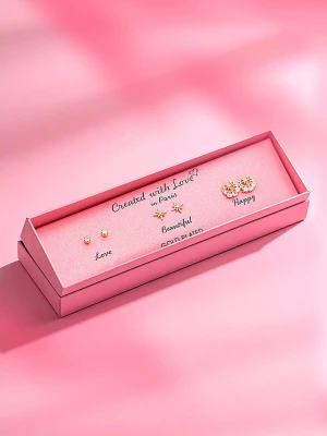 Created with Love 3-częściowy zestaw kolczyków-wkrętek "Bright" z cyrkoniami rozmiar: onesize