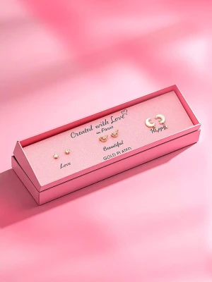 Created with Love 3-częściowy zestaw kolczyków-wkrętek "Glimmer" rozmiar: onesize