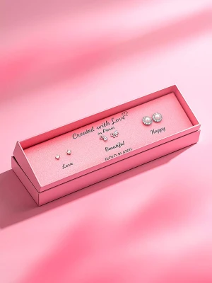 Created with Love 3-częściowy zestaw kolczyków-wkrętek "Glow" z cyrkoniami rozmiar: onesize