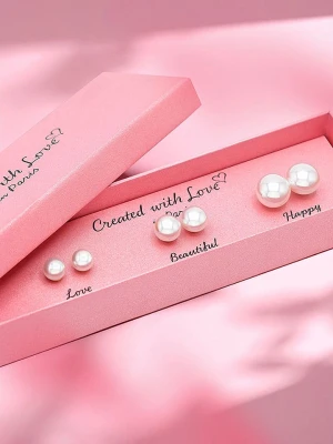 Created with Love 3-częściowy zestaw kolczyków-wkrętek "Happy" z cyrkoniami rozmiar: onesize