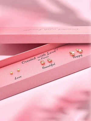 Created with Love 3-częściowy zestaw kolczyków-wkrętek "Hope" z cyrkoniami rozmiar: onesize