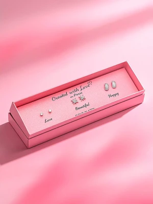 Created with Love 3-częściowy zestaw kolczyków-wkrętek "Joy" z cyrkoniami rozmiar: onesize