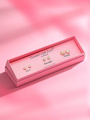 Created with Love 3-częściowy zestaw kolczyków-wkrętek "Light" z cyrkoniami rozmiar: onesize