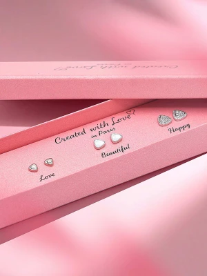 Created with Love 3-częściowy zestaw kolczyków-wkrętek "Lily" z cyrkoniami rozmiar: onesize