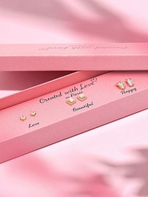 Created with Love 3-częściowy zestaw kolczyków-wkrętek "Miracle" z cyrkoniami rozmiar: onesize