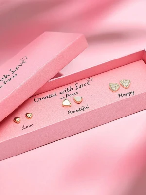 Created with Love 3-częściowy zestaw kolczyków-wkrętek "Moon" z cyrkoniami rozmiar: onesize