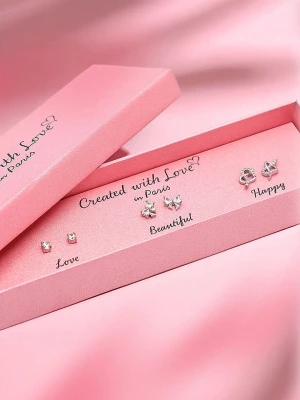 Created with Love 3-częściowy zestaw kolczyków-wkrętek "Passion" z cyrkoniami rozmiar: onesize