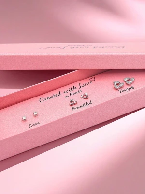 Created with Love 3-częściowy zestaw kolczyków-wkrętek "Pearl" z cyrkoniami rozmiar: onesize