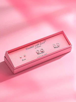 Created with Love 3-częściowy zestaw kolczyków-wkrętek "Radiance" z cyrkoniami rozmiar: onesize