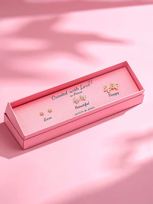 Created with Love 3-częściowy zestaw kolczyków-wkrętek "Rose" z cyrkoniami rozmiar: onesize