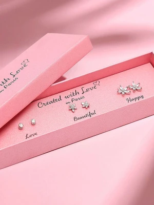 Created with Love 3-częściowy zestaw kolczyków-wkrętek "Sky" z cyrkoniami rozmiar: onesize