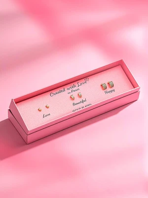 Created with Love 3-częściowy zestaw kolczyków-wkrętek "Snow" z cyrkoniami rozmiar: onesize