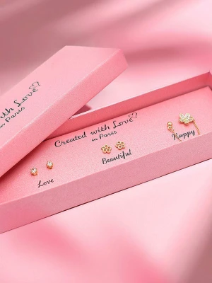 Created with Love 3-częściowy zestaw kolczyków-wkrętek "Spark" z cyrkoniami rozmiar: onesize