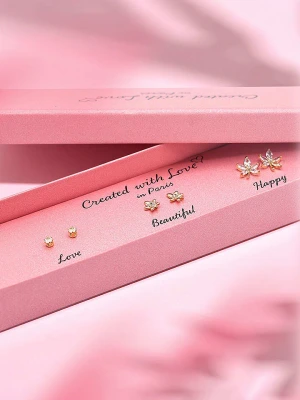 Created with Love 3-częściowy zestaw kolczyków-wkrętek "Sun" z cyrkoniami rozmiar: onesize