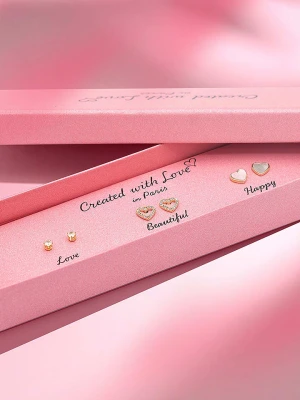 Created with Love 3-częściowy zestaw kolczyków-wkrętek "Tender" z cyrkoniami rozmiar: onesize