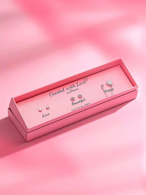 Created with Love 3-częściowy zestaw kolczyków-wkrętek "Treasure" z cyrkoniami rozmiar: onesize