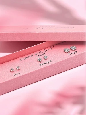 Created with Love 3-częściowy zestaw kolczyków-wkrętek "True" z cyrkoniami rozmiar: onesize