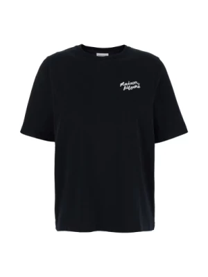 Crewneck T-shirt z nadrukiem logo Czarny Maison Kitsuné