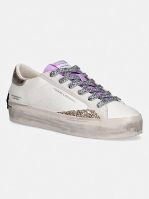 Crime London DISTRESSED PLATFORM sneakersy damskie skórzane biały