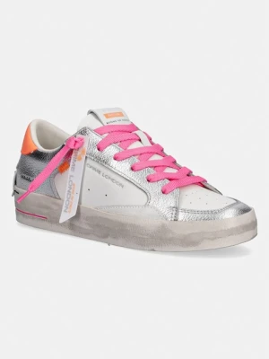 Crime London SK8 DELUXE sandały damskie skórzane srebrny