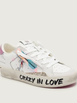 Crime London Skórzane sneakersy SK8 DELUXE CRIME LONDON X LOONEY TUNES biały