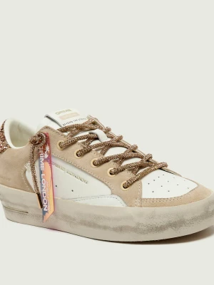 Crime London Skórzane sneakersy SK8 DELUXE WEDGE | zamsz beżowy