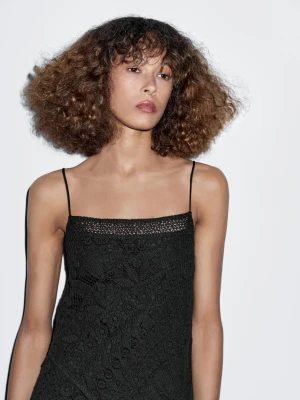 Crochet Midi Dress 100% Cotton - Czarny - - Massimo Dutti - Female