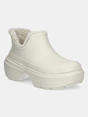 Crocs botki Stomp Lined Shorty Boot damskie kolor beżowy na platformie ocieplone 210673.0JI