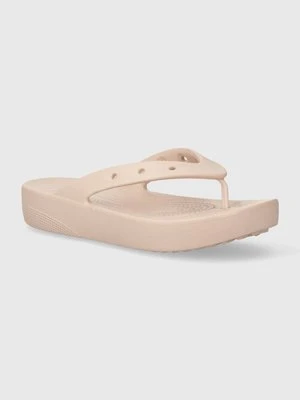 Crocs japonki Classic Platform Flip damskie kolor różowy na płaskim obcasie 207714